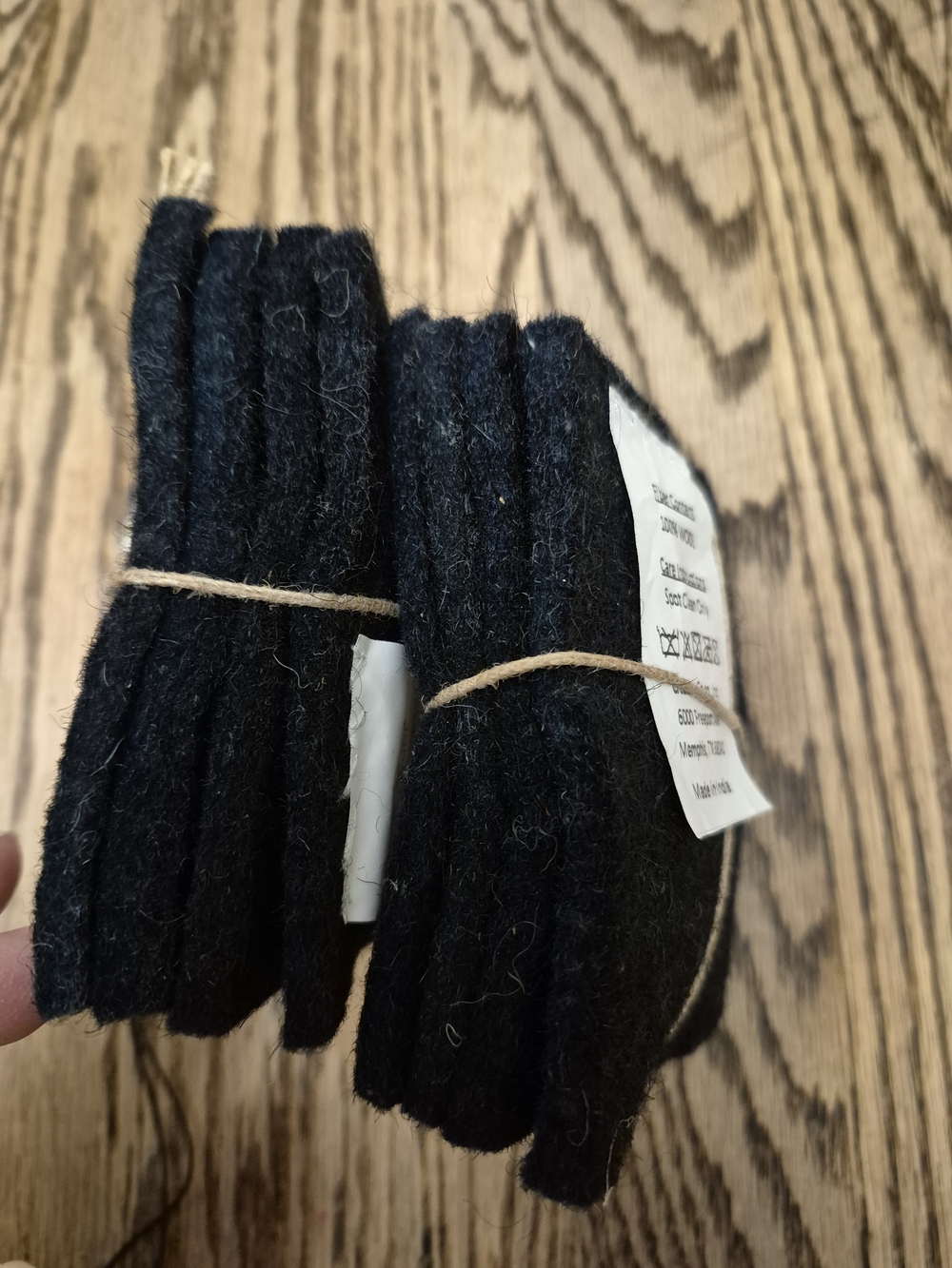 Creative Co-Op Black 100% Wool Accent Coasters with White Cross - Picture 3 of 3